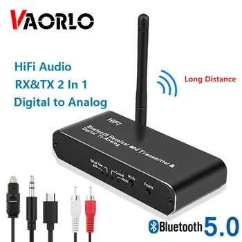 VAORLO HiFi за безжична връзка Bluetooth 5.0 предавател, приемник, поддръжка на цифрови аналогови стерео Музика за ТВ слушалки конвертор