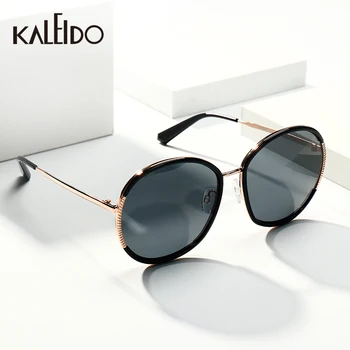 KALEIDO Black Round Polarized Sun Glasses Women Luxury Brand UV400 поликарбонатная леща TR и Легкосплавная рамки слънчеви очила за възрастни