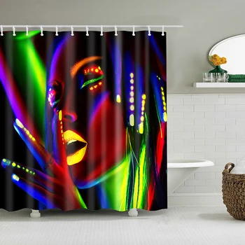 Африкански модел душ завеси водоустойчива душ вана екран за домашен интериор за баня Баня печатна полиестерна душ завеса