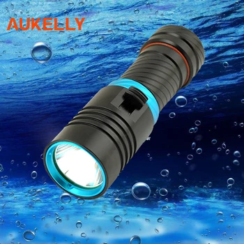 Aukelly LED водоустойчив гмуркане фенерче подводен Факел лампи 10000LM XML L2 алуминий безстепенно регулиране на яркостта на Lanterna