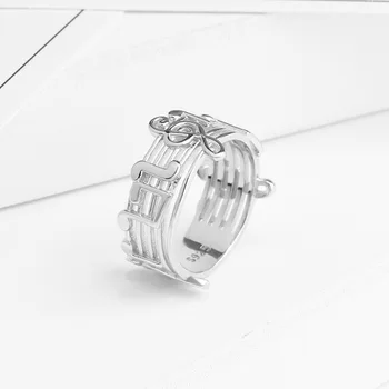 Уникален женски сребърен цвят пръстен от неръждаема стомана музика Забележка пръстен на певицата пръстен годежен пръстен бижута 