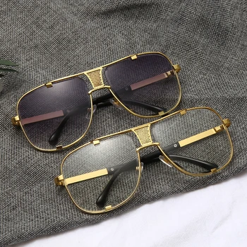 Марката дизайнерски мъжки метални слънчеви очила ретро мъжки квадратни слънчеви очила луксозни мъжки слънчеви очила с UV400 нюанси gafas de sol hombre