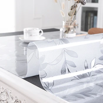 Мъгливо прозрачна PVC покривка водоустойчив правоъгълна покривка на капака на обедната маса мат с кухненски модел масичка за кафе мат