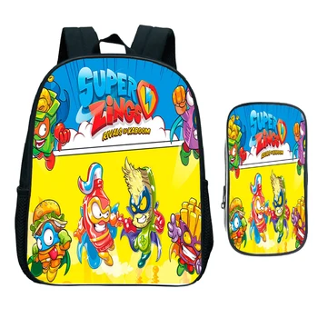 Децата са супер Zings детска градина раница деца Superzings основно училище чанта дете Bookbag подарък(2 бр. Комплект/раница+дръжка чанта)