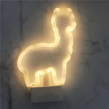 Лека нощ Led AAA Battery Powered Сладко Light 3D Alpaca Shape висящ декоративен настолен Животински стил детска подарък лампа