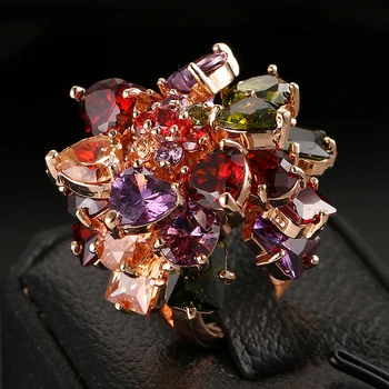 Emmaya пъстри цветя AAA Циркон многослойни годежни пръстени с високо качество дамски модни бижута, Безплатна доставка партия сватба