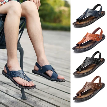 Мъжки сандали от изкуствена кожа плажни обувки за мъже лятна брандираната мъжки Ежедневни обувки, чехли мъжки Страхотни чехли, маратонки голям размер 38-47