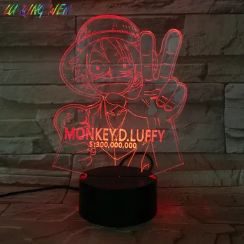 Япония манга 3d Led Night Light Monkey D. Luffy фигура момче подарък японски аниме One Piece лека нощ спалня декор