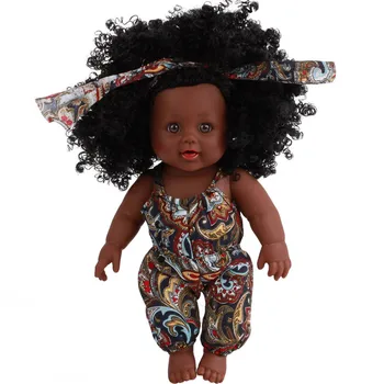 Черна момиче кукла е афро-американец да играе меки прероди детски реалистични кукли реалистични 12 инча детски игрални кукли забавни детски играчки, подаръци