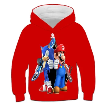 3d деца качулки момиче Sonic на Таралеж децата на семейство ризи аниме Harajuku момчета дрехи пуловер свръхзвуков hoody върховете