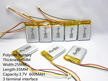 3.7 V 600mAh литиево-полимерна литиево-йонна батерия за слушалки тахограф модел 582535 SP5 mp3 mp4 GPS 602535 062535
