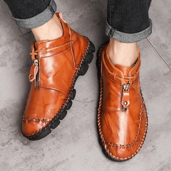 ZFTL нови мъжки ежедневни обувки от естествена кожа голям размер есен зима ръчно изработени ретро мокасини мъжки национален стил причинно обувки 136
