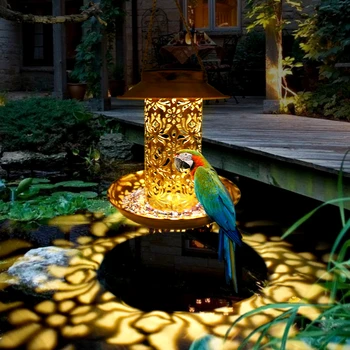 Слънчев градина и Ясла за птици водоустойчив слънчева светлина Див окачен бронзов метална тава слънчева светлина за декорация на градината на открито