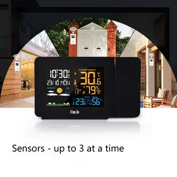 Многофункционален Прожекционен Alarm Clock Метео Часовници Цветен Екран Прогноза За Времето Температура Влажност Електронни Часовници