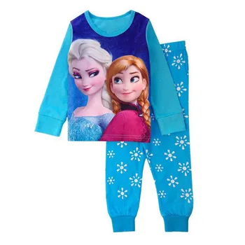 2 елемента деца ежедневни пижама комплект дрехи момчета и момичета карикатура пижами костюм Елза Анна Принцеса комплекти децата памук Русалка пижами