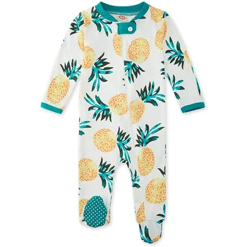 0-18 месеца с дълъг ръкав на новороденото Бебе Boys момичета ананас печат пижами Sleeper краката Zip гащеризон Гащеризон baby jungen kleidung M4