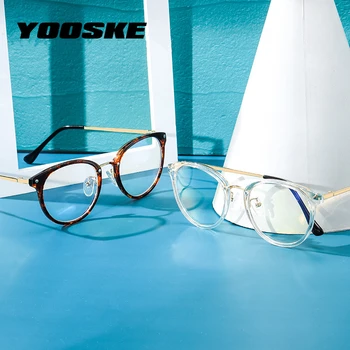 YOOSKE старомодни Кръгли очила рамки за очила жени прозрачни оптични очила мъжете фалшиви очила ретро късогледство рамка