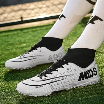 Мъжки футболни обувки, футболни обувки ботуши дълги шипове TF Шипове маратонки мек вътрешен тревата футзал футболни обувки мъжете Zapatos De Futbol