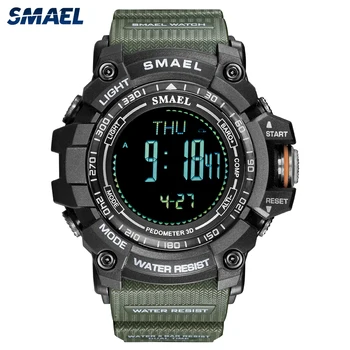 SMAEL Спорт цифрови часовници мъжки компас часовник световно време, калории, обратно броене аларма водоустойчив часовник Relogio Masculino 8020