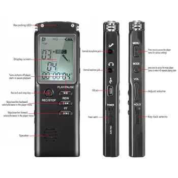 LEORY Voice Recorder, USB Professional 8G Digital Voice Recorder LCD screen двупосочен микрофон, запис намаляване на шума