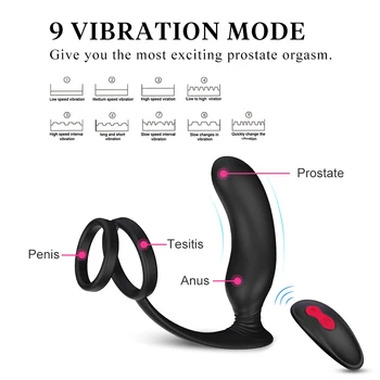 Мъжки мастурбатор анален вибратор Силикон мъжки масажор на простатата анален стимулатор корк забавяне на еякулацията пръстен възрастни секс играчки за мъже