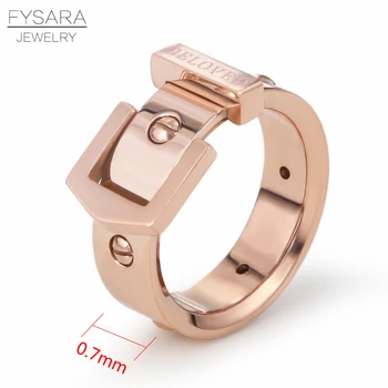 FYSARA 7 мм широчина на пънк-пирон обтегач предпазен пръстен от неръждаема стомана с rose gold цвят на лукс любов винт пръстени за жени, мъже бижута подарък