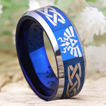 Мъжки пръстен от волфрам карбид пръстени за мъже в женски син цвят сватба Легендата за Зельде Вълк годежен пръстен Юбилейното пръстен подарък