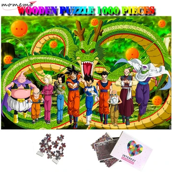 MOMEMO дървена пъзел от 1000 броя аниме рисунка Шенрон Goku Зеленчуци индивидуални пъзел пораснали деца сглобяване на пъзели играчки