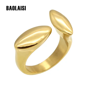 BAOLAISI нова модна марка Чар двоен лист пръстени за жени златист цвят дамски пръстен Bague Femme годежен пръстен бижута 2018
