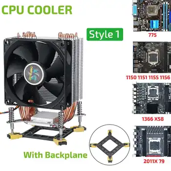 6 Heatpipes PC процесора охладител охладител 9 см тих вентилатор за охлаждане 3/4 Пин охлаждащ вентилатор, охладител охладител за 775 115X 1366 2011 X79 X99 299