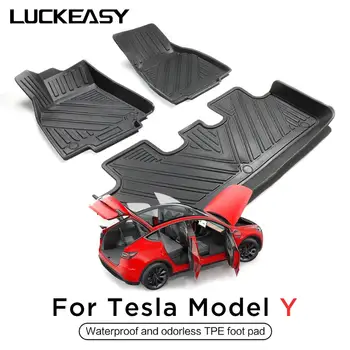 LUCKEASY автоаксесоари вътрешна промяна за Tesla Model Y влагозащитен водоустойчив TPE подложка за пода преден заден багажник за мат