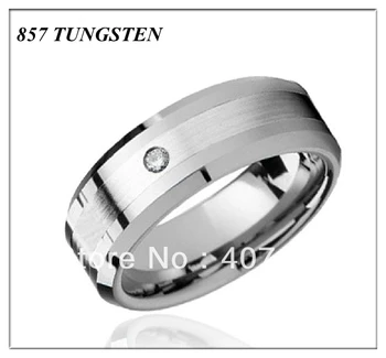 Юбилейна подарък САЩ гореща продават ширина 8 мм нов мъжки годежен пръстен от волфрам карбид Бриш център с пръстен от бял камък