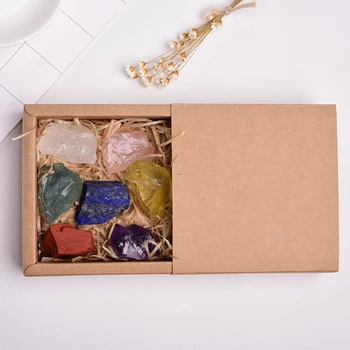 7 цвят набор от Crystal едър градешки камък седем чакри за йога чакра нередовни Рейки лечебните кристали камък