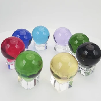 100 мм обхват на топката различни цветове Азиатски кварцов кристална топка щанд Suncatcher Фън Шуй топката украса на дома