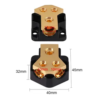 2Way Amp Copper Power Distribution Block For Car Audio Splitter 4/8/10 Gauge Out съвсем нов And Highquality