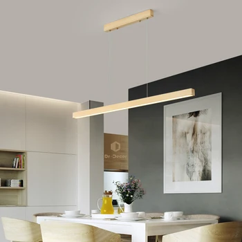 Nordic LED дървени висящи лампи за хранене,начало декоративна хол изкуство окачен лампа кухня виси вътрешно осветление