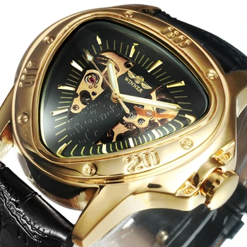 Победител часовници автоматични механични часовници за мъже на топ марката луксозни златни часовници мъжки триъгълник скелет на Едро на най-добри продажби Relogio
