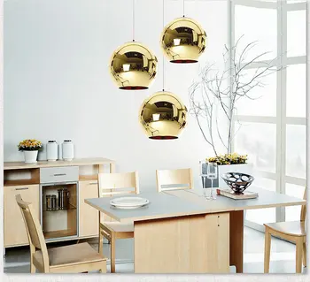 Модерен led хром злато мед стъклен глобус кръгла топка висящи лампи подвесное осветление за хранене Hanglamp лампа