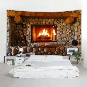Гоблен камина и лавица за книги в стил топло чувство за красива декорация на дома хладен полиестер тънка стенни плат
