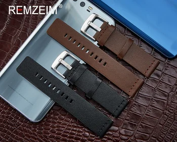 REMZEIM 18 mm 20mm 22 mm 24 mm Кожена каишка за часовник каишка за Amazfit Huawei GT Galaxy Watch 42 46мм Gear S3 WatchBand Quick Release