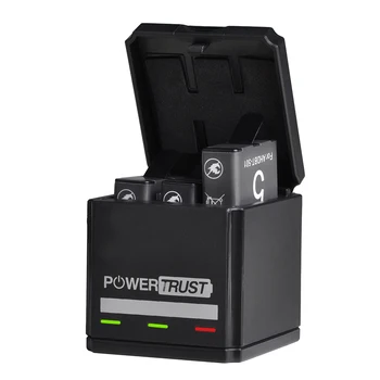 PowerTrust батерия за GoPro Hero5 Hero6 Hero7 / 8 черни батерии и тройно зарядно устройство за GoPro Hero 2018 Akku Action Camera