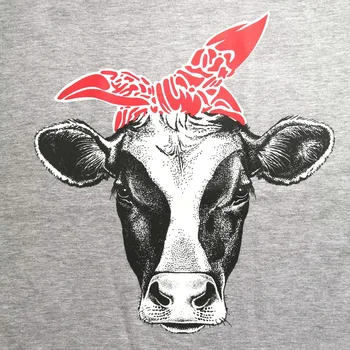 Забавен дизайн крава печатни тениски 2018 Vogue Женска тениска с къс ръкав графичен риза овчарка риза Южен върховете Tee Tumblr