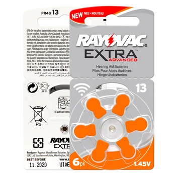 Слухови апарати, батерии 60 бр. RAYOVAC EXTRA Цинк Air 1.45 V 10A/A10 / PR70 .13 A13 P13 PR48 .312 / A312 / PR41 висока производителност на батерията