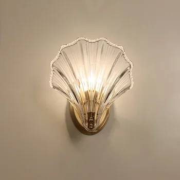 Нов 2019 луксозен Crystal стъклена обвивка разкошен златен монтиран на стената лампа led лампа Спалня Хол със закрит осветителни тела