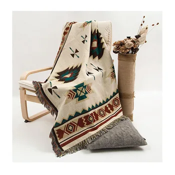 Индийски геометричен модел памучен конец, разтегателен диван самолет одеяло на стената гоблен домашен интериор есен зима топло одеяло Sof гоблен