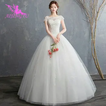 AIJINGYU 2021 рокли нов горещ продават евтини бална рокля дантела назад вечерни тоалети на булката сватбена рокля WK352