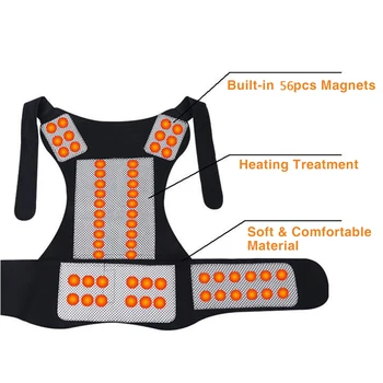 Магнитна задната плечевая нагревательная подкрепа Шал топлинна терапия колан еластична превръзка лумбалните гръбначния стълб коректор на стойката на тялото корекция на обезболяващи XL