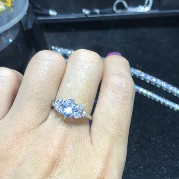T768 класически луксозен вече твърдо сребро 925 проба пръстен 3ct Циркон сватбени бижута-годежни пръстени за жени