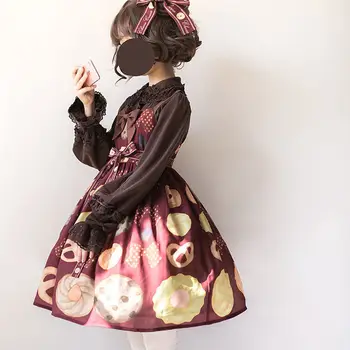 Мори Палас сладка принцеса Лолита каишка винтидж рокля с висока талия печат викторианска рокля Kawai момиче готик Лолита cos Лоли