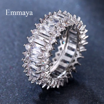 Emmaya Brand White Zircon Rings Clear CZ Gold-Color Rings for Women Fashion Jewelry Wholesale Gift Party